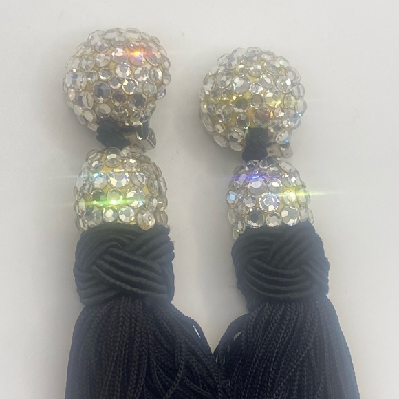 James Arpad Rhinestone Tassel Drop Vintage Earrings Excellent Condition - Picture 8 of 10